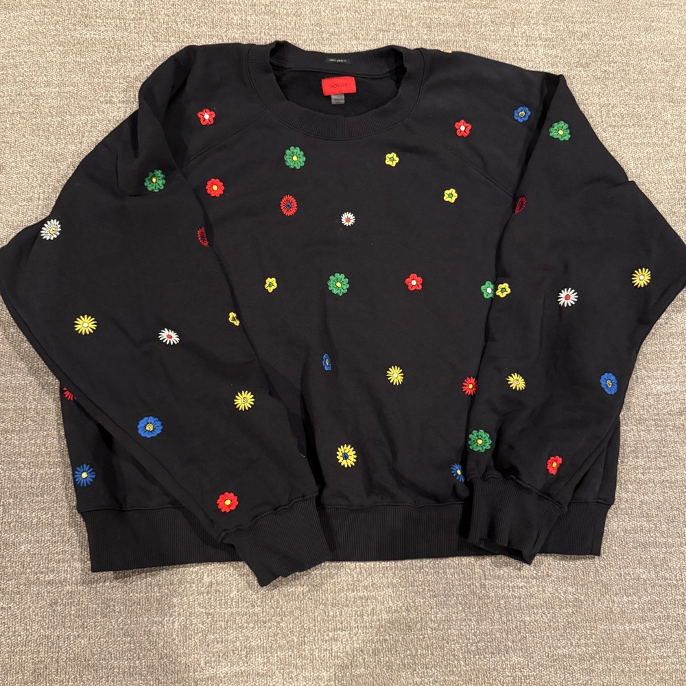 Mother The Biggie Concert Floral Embroidered Sweatshirt Womens Size M
